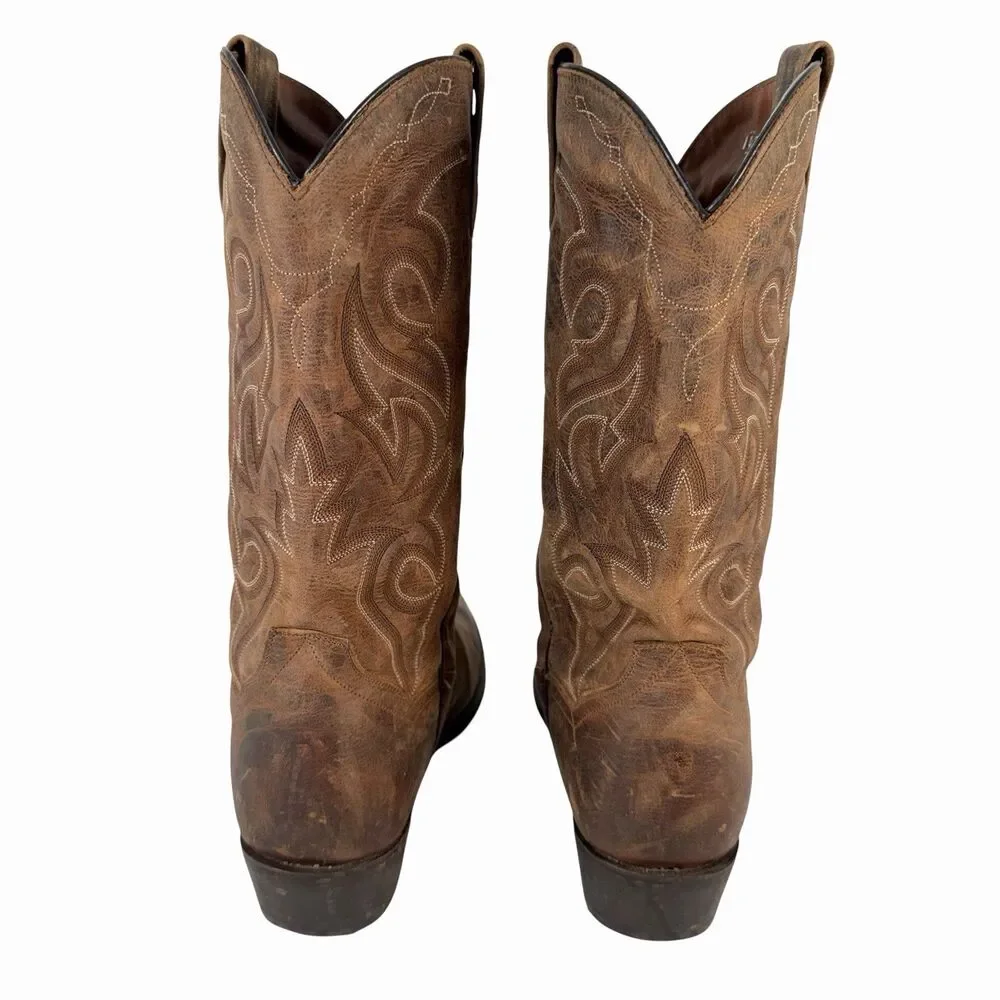 Dan Post Brown Distressed Leather Men 10 EW Extra Wide Cowboy Boot Renegade 2159